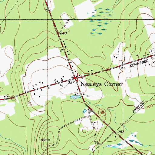 Topographic Map of Nealeys Corner, ME