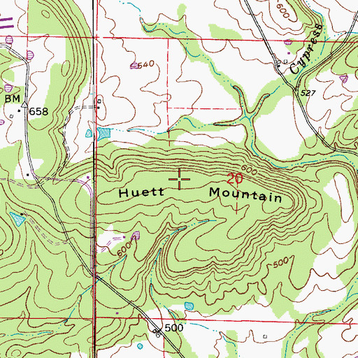 Topographic Map of Huett Mountain, AR