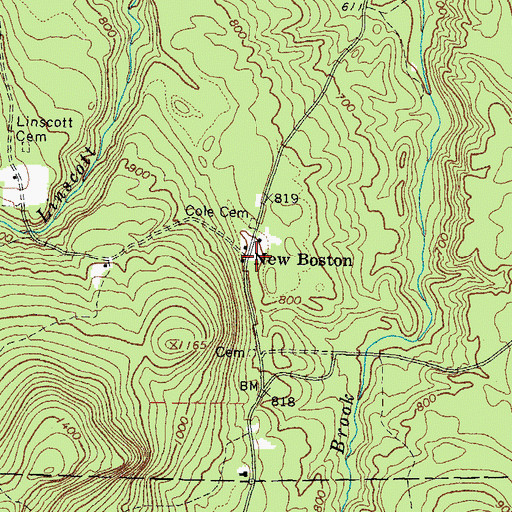 Topographic Map of New Boston, ME