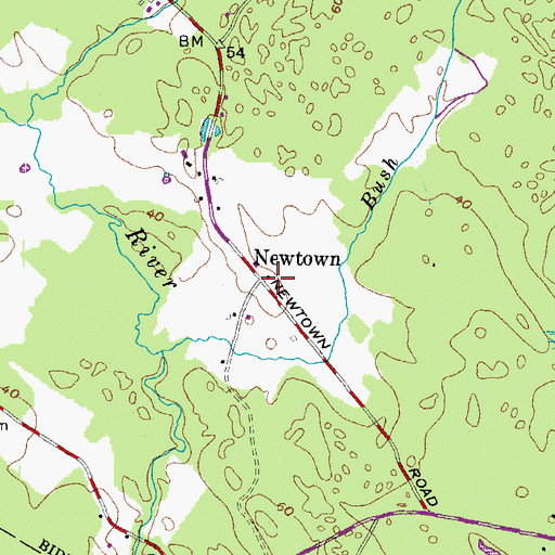 Topographic Map of Newtown, ME