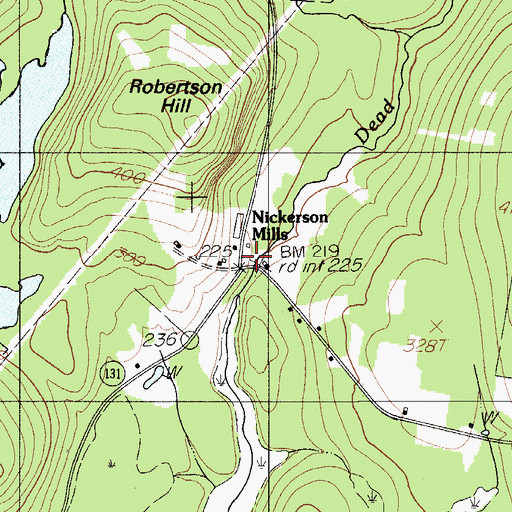 Topographic Map of Nickerson Mills, ME