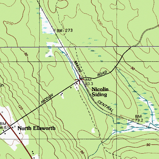 Topographic Map of Nicolin (historical), ME