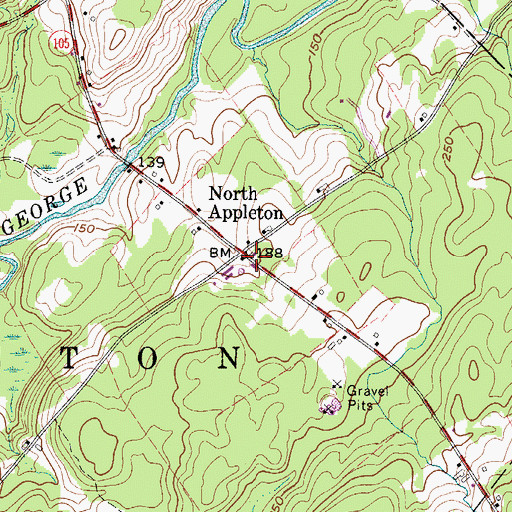 Topographic Map of North Appleton, ME