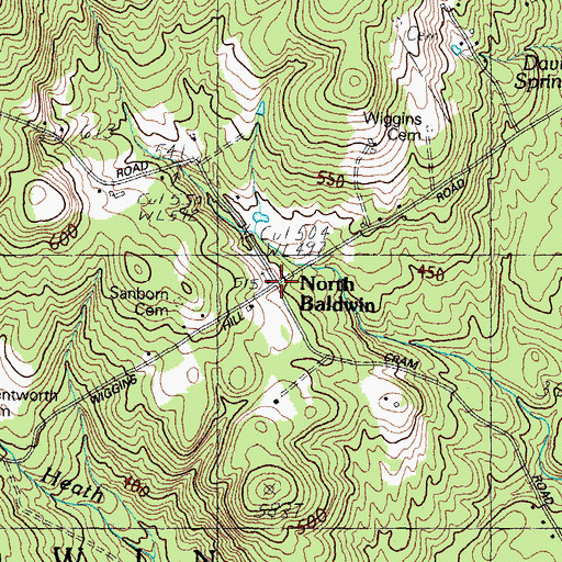 Topographic Map of North Baldwin, ME