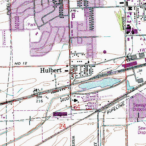 Topographic Map of Hulbert, AR