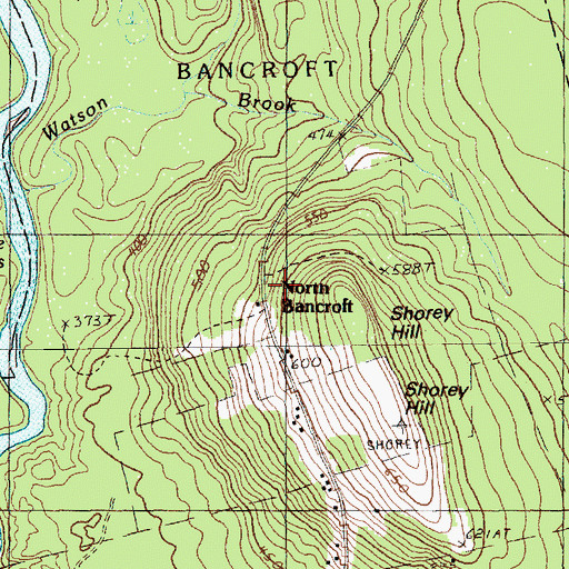 Topographic Map of North Bancroft, ME
