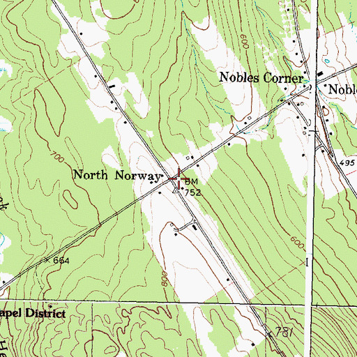 Topographic Map of North Norway, ME