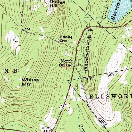 Topographic Map of North Orland, ME