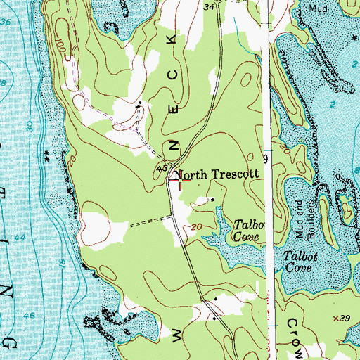Topographic Map of North Trescott, ME