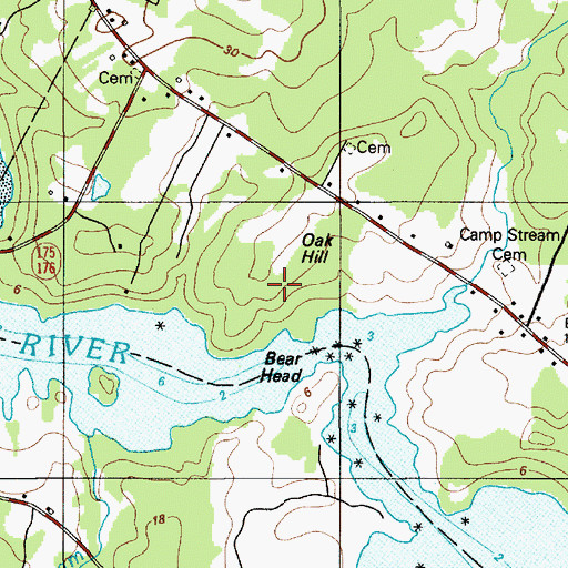 Topographic Map of Oak Hill, ME