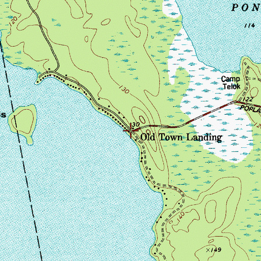 Topographic Map of Old Town Landing, ME