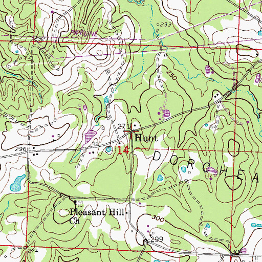 Topographic Map of Hunt, AR