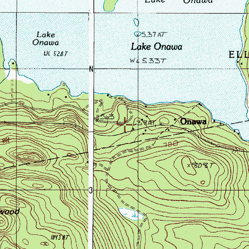 Topographic Map of Onawa, ME