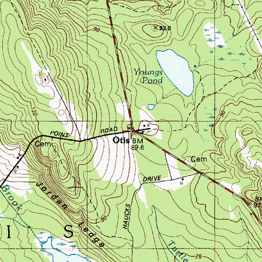 Topographic Map of Otis, ME