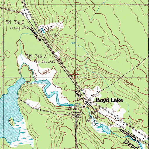 Topographic Map of Parkers, ME