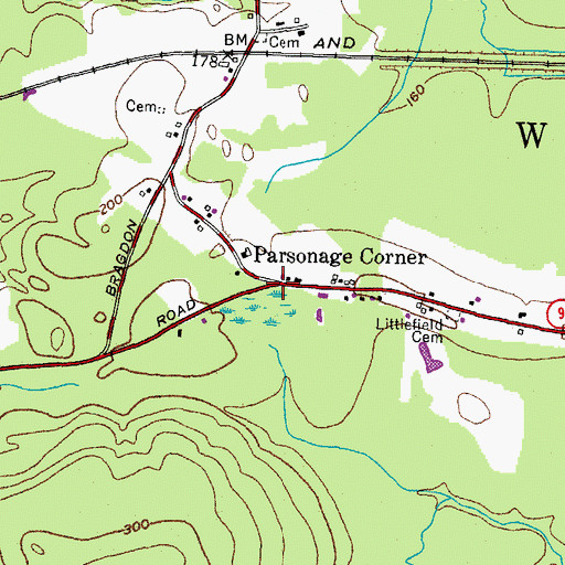 Topographic Map of Parsonage Corner, ME