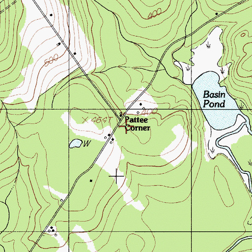 Topographic Map of Pattee Corner, ME