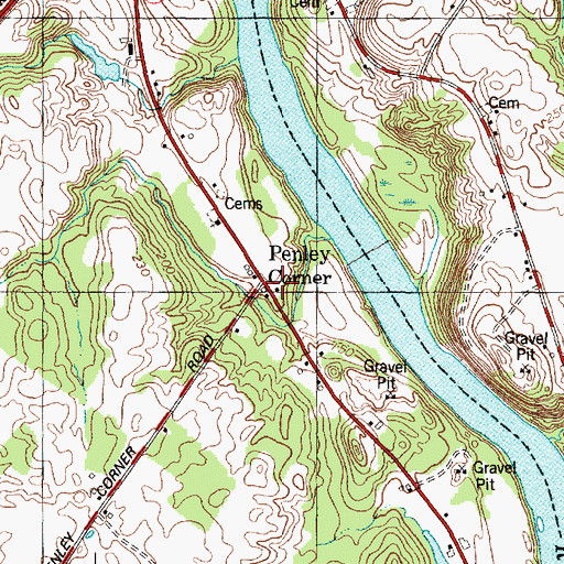 Topographic Map of Penley Corner, ME