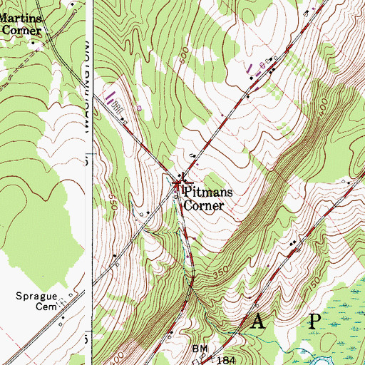 Topographic Map of Pitmans Corner, ME