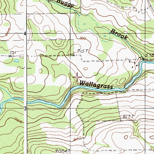 Topographic Map of Plourde Mill, ME