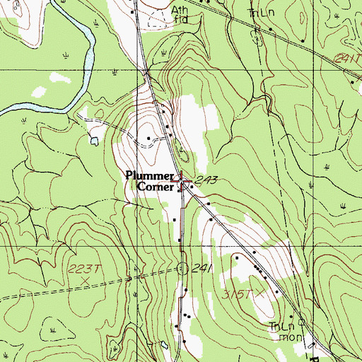 Topographic Map of Plummer Corner, ME
