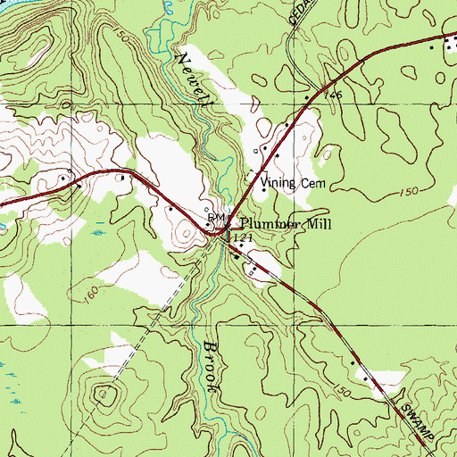 Topographic Map of Plummer Mill, ME