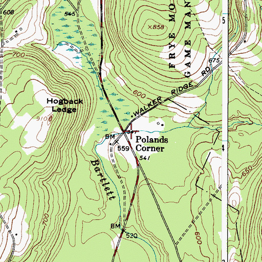 Topographic Map of Polands Corner, ME