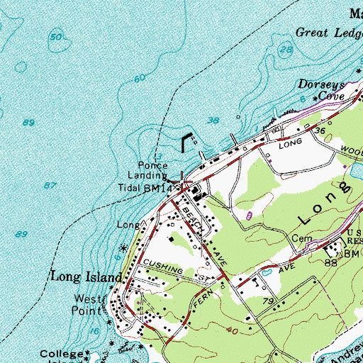 Topographic Map of Ponce Landing, ME