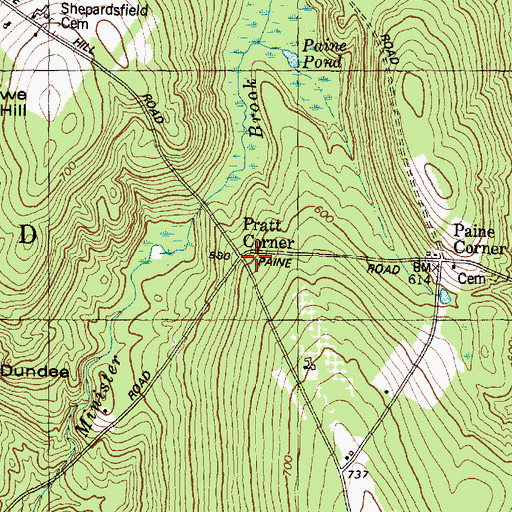 Topographic Map of Pratt Corner, ME
