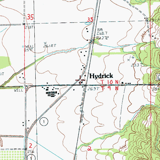 Topographic Map of Hydrick, AR