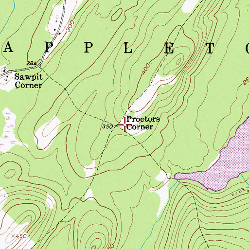 Topographic Map of Proctors Corner, ME