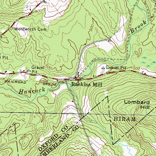 Topographic Map of Rankins Mill, ME