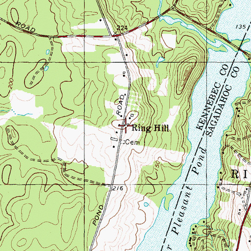 Topographic Map of Ring Hill, ME