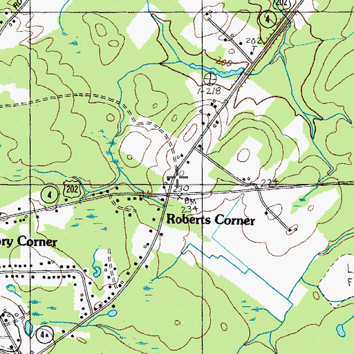 Topographic Map of Roberts Corner, ME