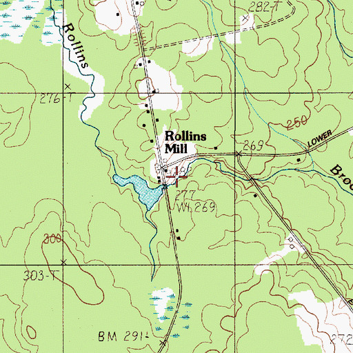 Topographic Map of Rollins Mill, ME