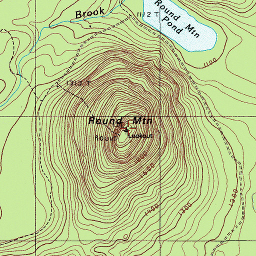 Topographic Map of Round Mountain, ME