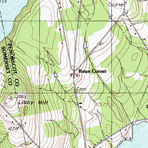 Topographic Map of Rowe Corner, ME