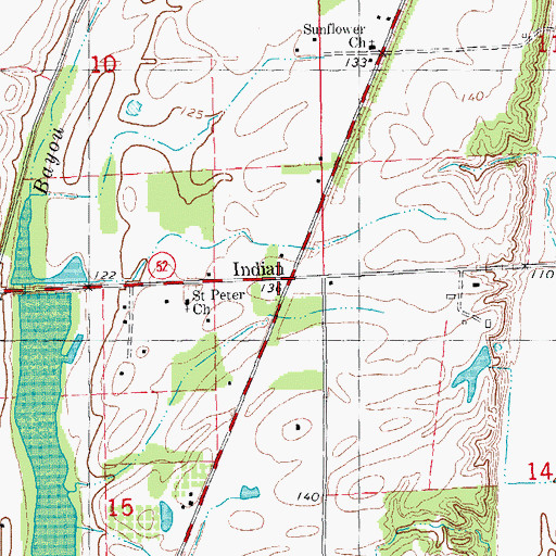 Topographic Map of Indian, AR