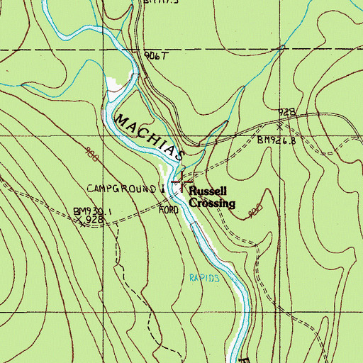 Topographic Map of Russell Crossing, ME