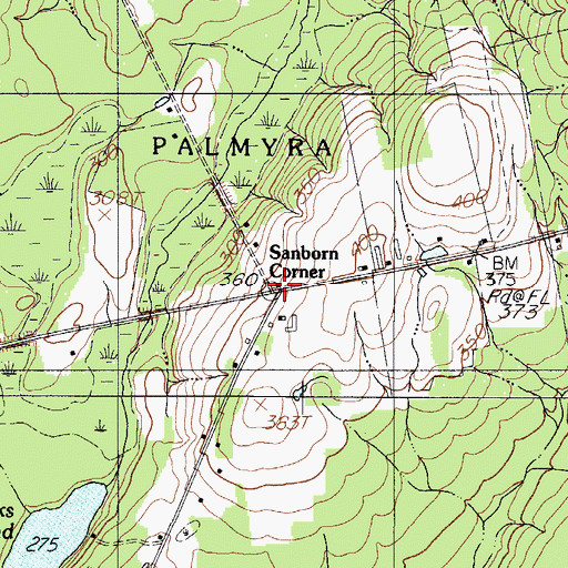 Topographic Map of Sanborn Corner, ME