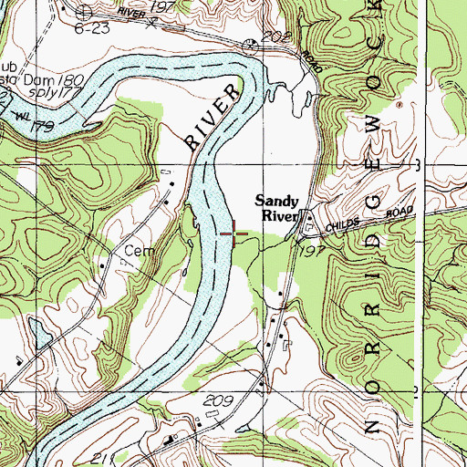 Topographic Map of Sandy River, ME