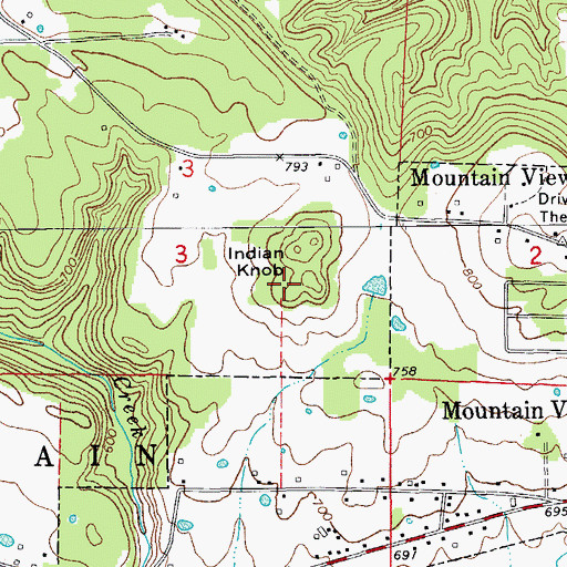 Topographic Map of Indian Knob, AR