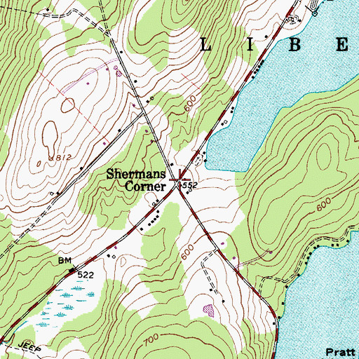 Topographic Map of Shermans Corner, ME