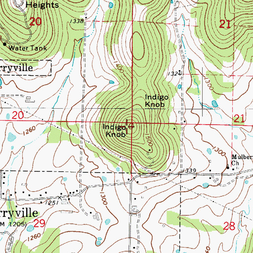 Topographic Map of Indigo Knob, AR