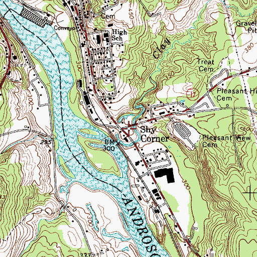 Topographic Map of Shy Corner, ME