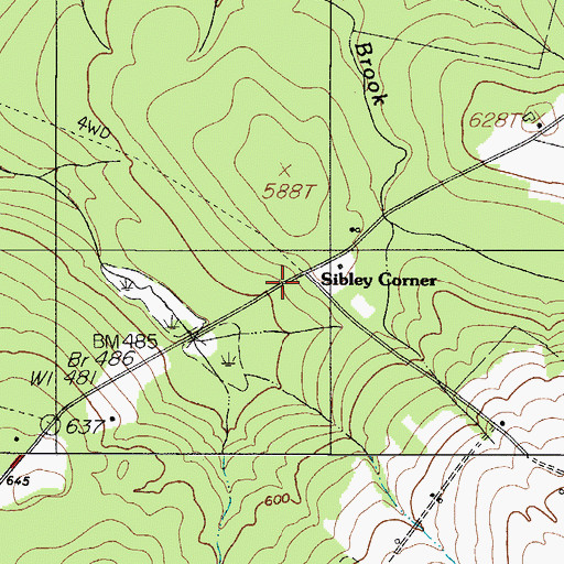 Topographic Map of Sibley Corner, ME