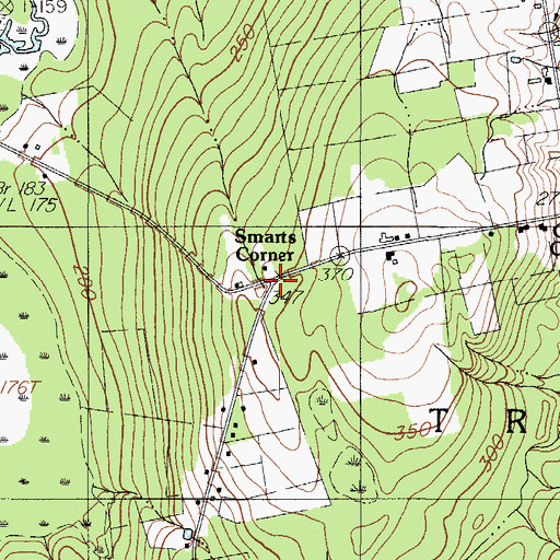 Topographic Map of Smarts Corner, ME