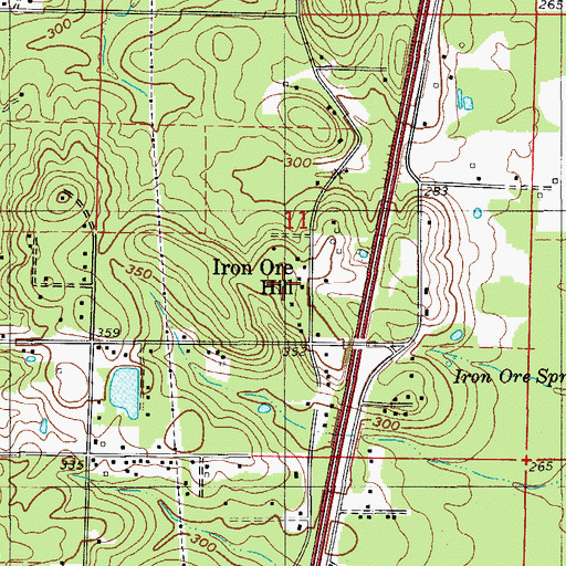 Topographic Map of Iron Ore Hill, AR
