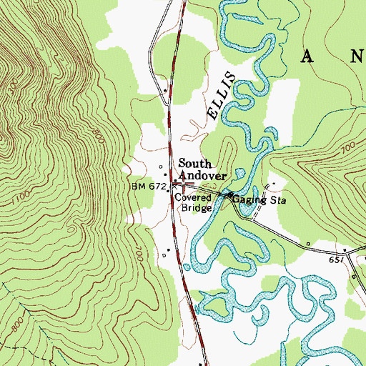 Topographic Map of South Andover, ME