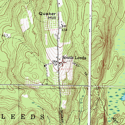 Topographic Map of South Leeds, ME